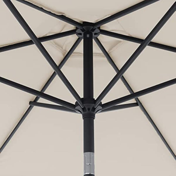 Doppler Jack Parasol 250 cm in Natural – Round Parasol for Balcony and Patio – Folding Umbrella – Balcony Parasol – Crank Umbrella – Garden Umbrella with Crank Function