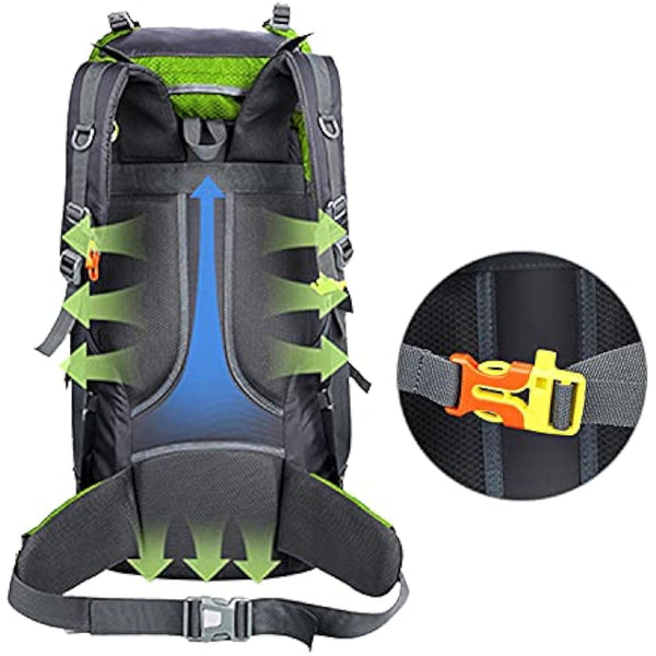 Freiesoldaten Camping Backpack 60L Large Rucksack Waterproof Breathable Mountaineering Hiking Backpack for Men Women