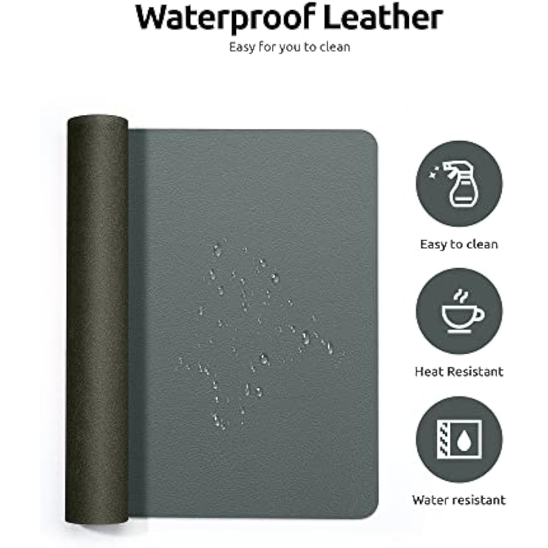 YSAGi Leather Desk Mat, Large Mouse Mat, Non-Slip Desk Pad, Waterproof PU Leather Table Protector Writing Pad for Office and Home (80 x 40 cm, Dark Green)