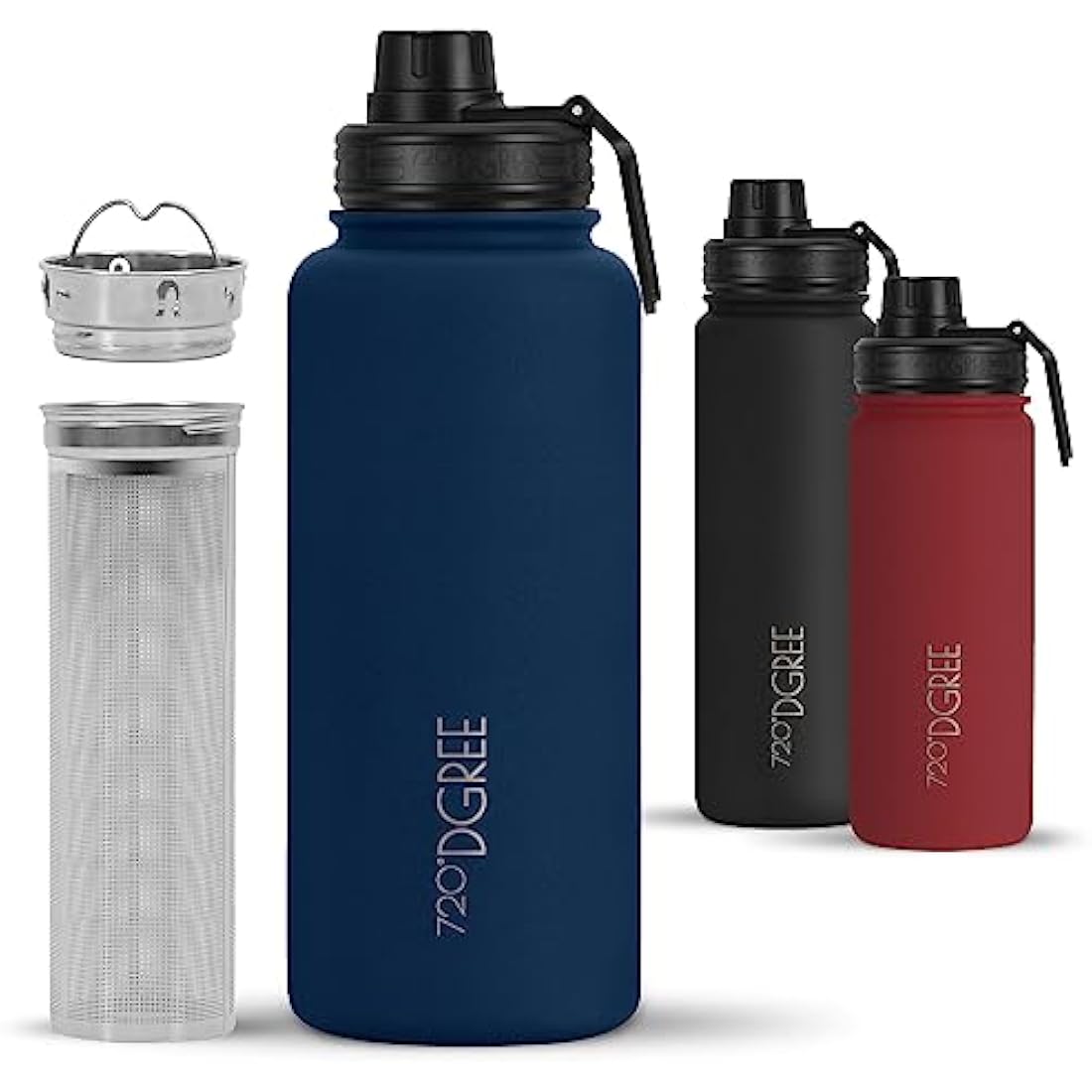 720°DGREE Vaccum Insulated Water Bottle + Infuser “noLimit“ - 950ml - Leakproof, BPA-Free, Thermo Stainless Steel Flask - Carbonated Drinks, Sports, School, Travel, Hiking, Outdoor +Sports-Cap