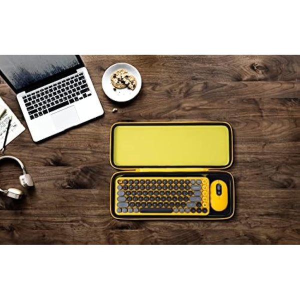 Aenllosi Hard Carry Case for Logitech POP ICON Cambo/Pop Keys Mechanical Wireless Bluetooth Keyboard and Logitech Mouse, Case Only (Yellow)