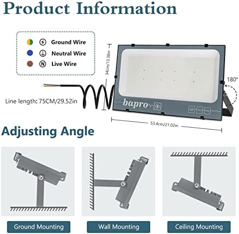 Loyal 600W LED Floodlight, 3000K Warm White 60000LM Outdoor Security Light, IP65 Waterproof Wall Light, Spot Lighting for Garden, Garage, Playground, Patio