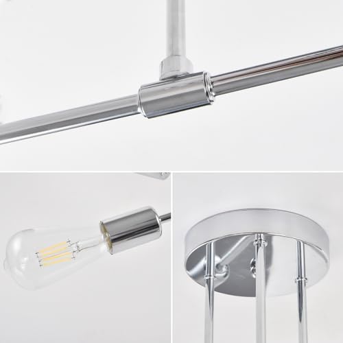 Hudi Fyier Modern Chandelier Light Fixtures, 6 Lights Modern Semi Flush Mount Ceiling Light, Pendant Lighting for Living Room Bedroom Dining Room Kitchen Office