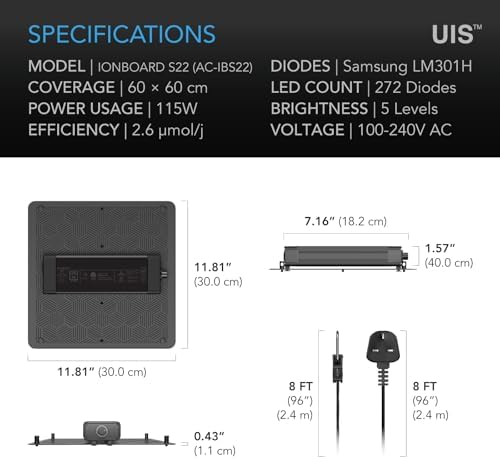 AC Infinity IONBOARD S22 LED Grow Light Board with Samsung LM301H Diodes for 60x60cm Grow Tents Deeper Penetration Full Spectrum Lighting for Veg Bloom Indoor Plants in 24" x 24" Grow Tents Greenhouse