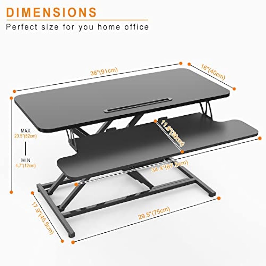 ERGOMAKER Standing Desk Converter, 36"/91cm Wide Height Adjustable Quick Sit to Stand Up Desk Riser for Dual Monitor
