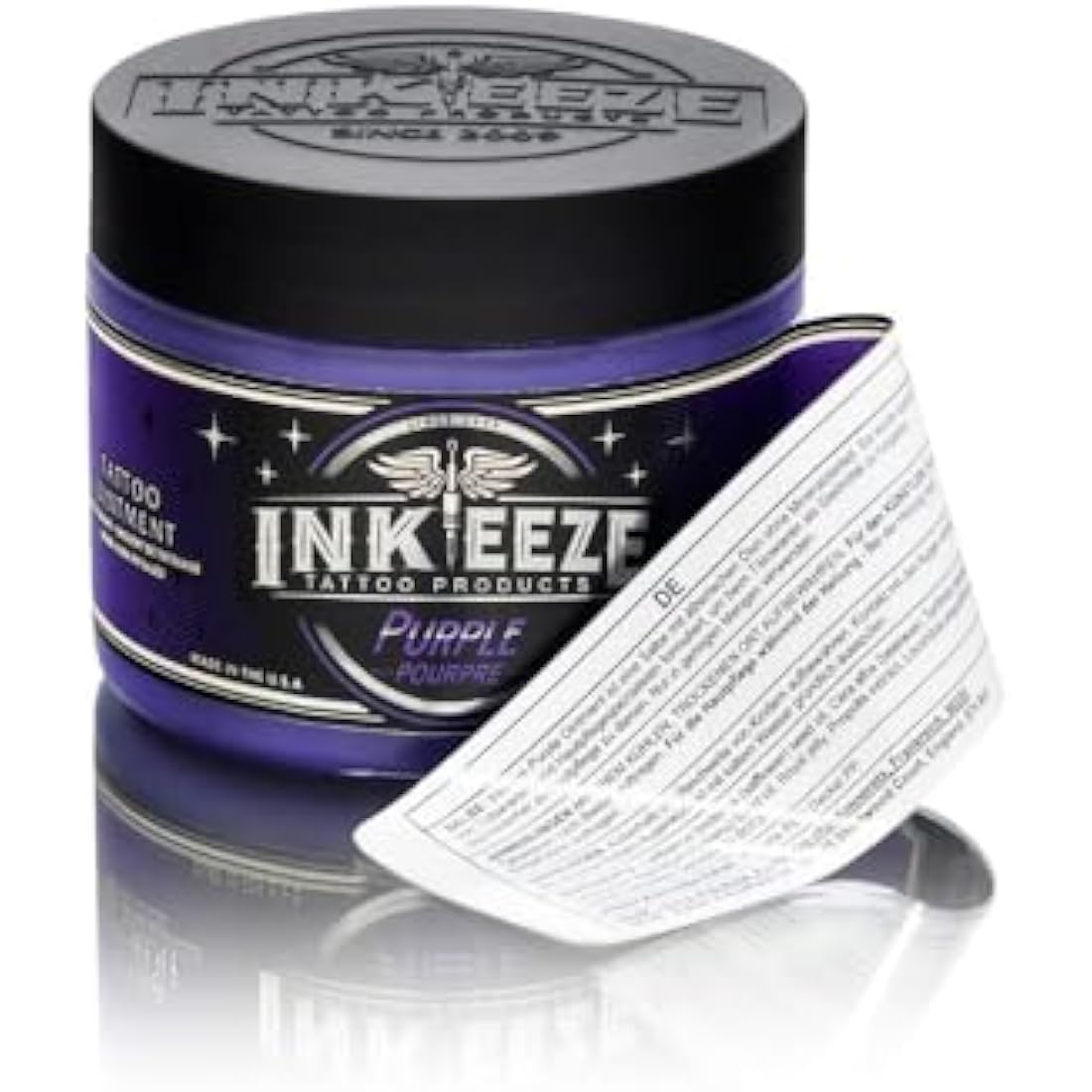 INK-EEZE Purple Glide Tattoo Ointment – Non-Petroleum, Essential Oil Infused Formula - For Artist and Aftercare - Vegan, Cruelty Free - 6oz jar