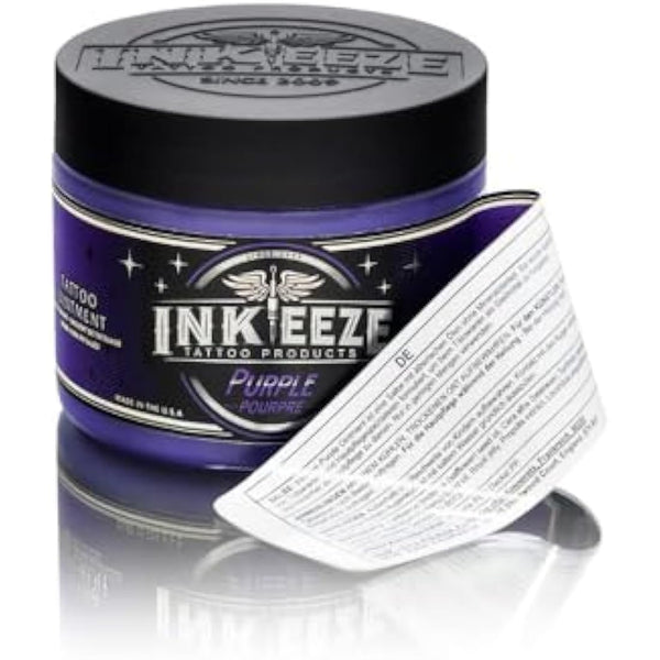 INK-EEZE Purple Glide Tattoo Ointment – Non-Petroleum, Essential Oil Infused Formula - For Artist and Aftercare - Vegan, Cruelty Free - 6oz jar