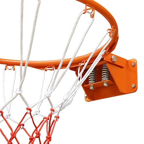 FUNJRPE Basketball Double Spring Solid Rim, Basketball Net, Indoor Outdoor Hanging Basketball Goal with All Weather Net Wall Mounted Basketball Hoop