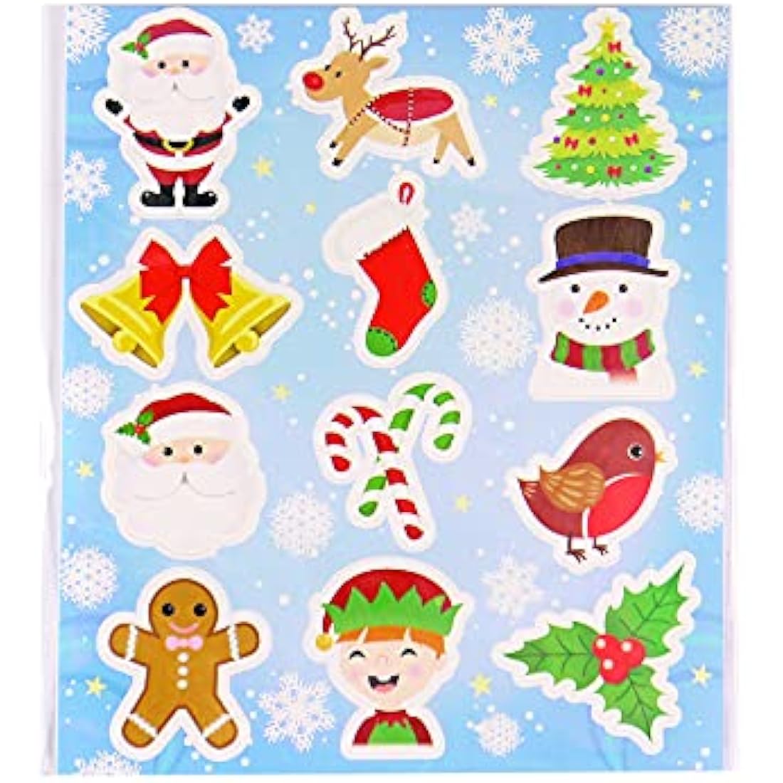 Henbrandt 12 Packs of Christmas Stickers Mini Christmas Stickers for Children Arts and Crafts for Kids Xmas Stocking Filler Party Bag Favours Loot Bag Fillers for Boys and Girls