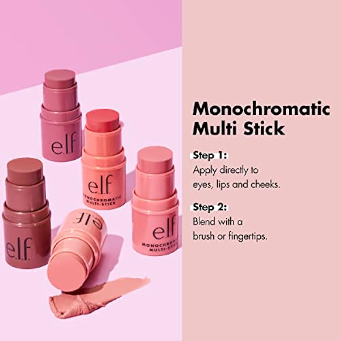 e.l.f. Monochromatic Multi Stick, Luxuriously Creamy & Blendable Colour, For Eyes, Lips & Cheeks, Sparkling Rose, 0.155 Oz (4.4g)