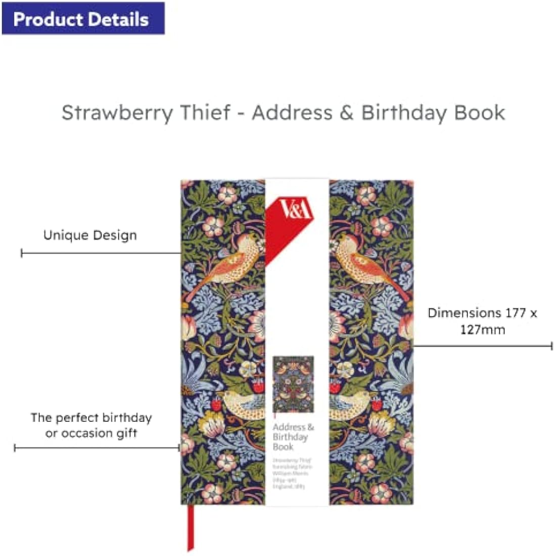 Address & Birthday Book - Strawberry Thief Design