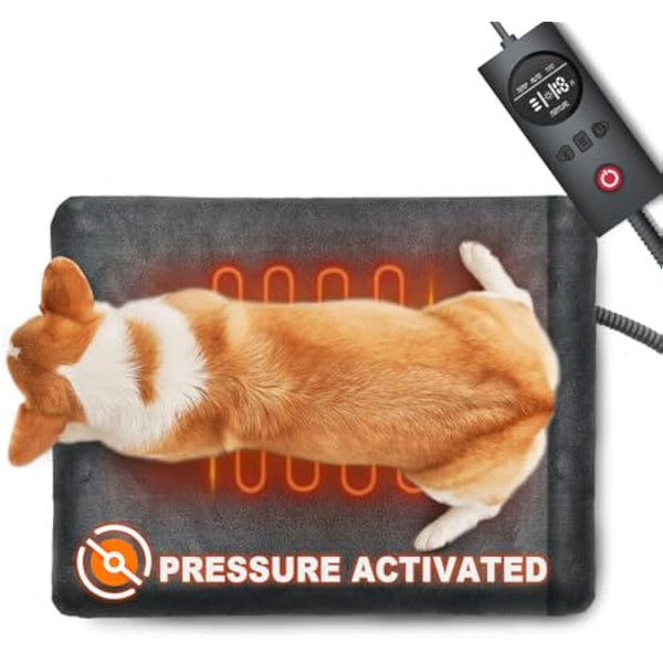 Dog Cat Heating Pad Pressure Activated Pet Heating Pad Safe Automatic Electric Heated Bed Mat for Indoor Pet, Warming Pad with Chew Resistant Cord, Adjustable Temperature, Waterproof Washable 18 X 22"