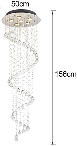 A1A9 Elegant Spiral Crystal Chandelier Lights, Clear K9 Crystal Raindrop LED Ceiling Light Chrome Flush Mount Pendant Lighting Fixture for Livingroom Dining Room Hallway Stairway Foyer D50cm