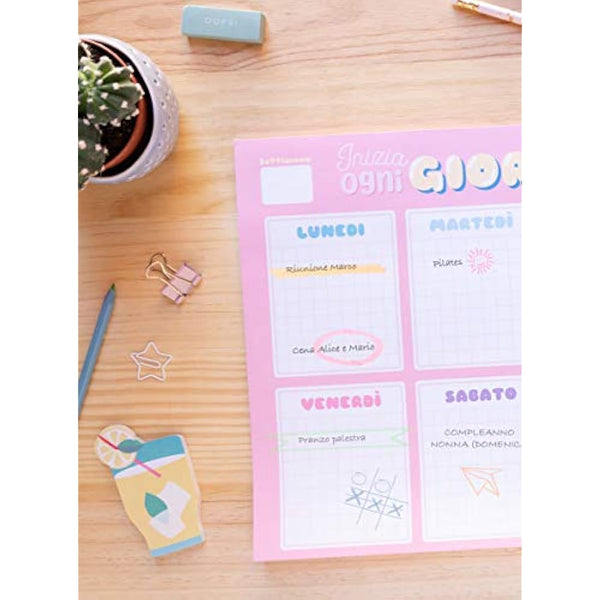 Grupo Erik Weekly Planner A3 In Italian - Carouge | Daily Planner Family, Desk Calendar, 54 Tear Off Pages A3 Notepad | Cute Planner, Cute Stationery Gifts, Italian Gifts