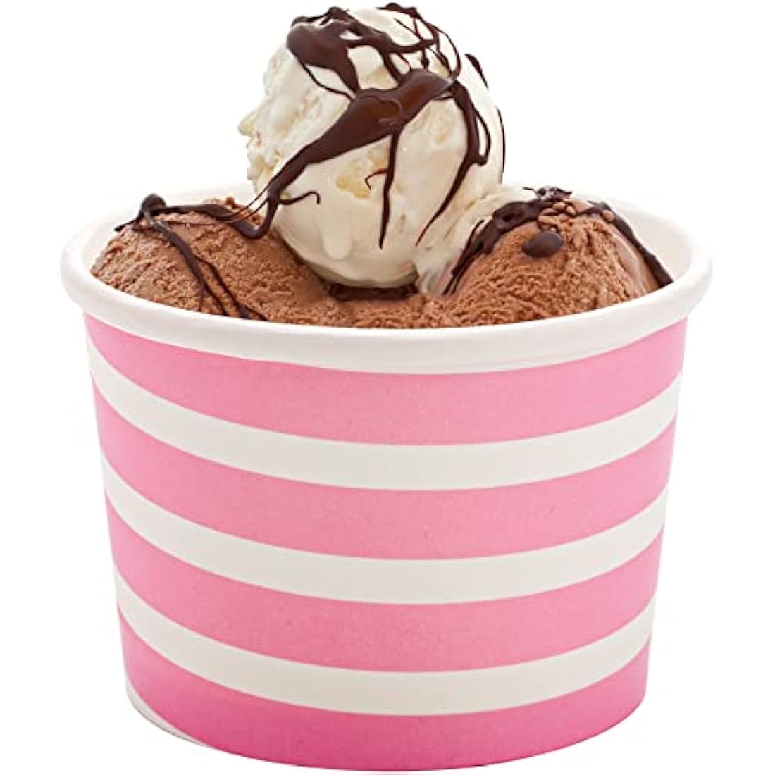 Hacaroa 150 Count 240 ml Paper Ice Cream Cups, Disposable Dessert Bowls Sundae Cup Party Supplies Treat Cups for Frozen Yogurt, Hot and Cold Food, 3 Colors Stripes