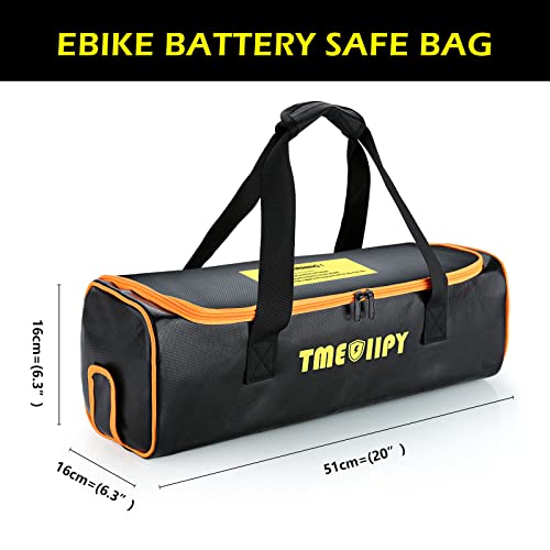 TMEOIIPY Ebike Battery Bag, Large Capacity Safe Fireproof Bag for Lipo Battery Charging and Storage, Portable Accessories for Home Travel (20 x 6.3 x