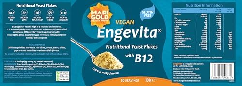 Marigold Vegan Engevita Nutritional Yeast Flakes with Vitamin B12, 100g (Pack of 2)