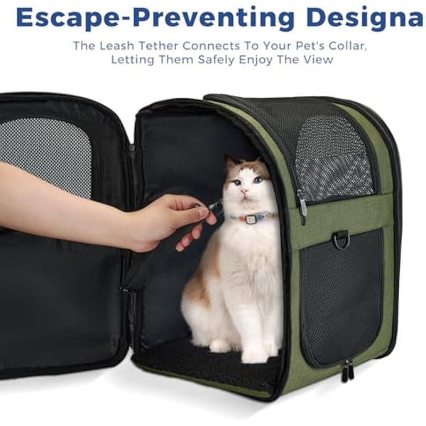 Apollo Walker Cat Carrier and Dog Carrier, for Large and Small Cat Pets (2-15 kg), Breathable Mesh Pet Carrier, Ideal for Hiking, Travel, and Outdoor Activities (Green)