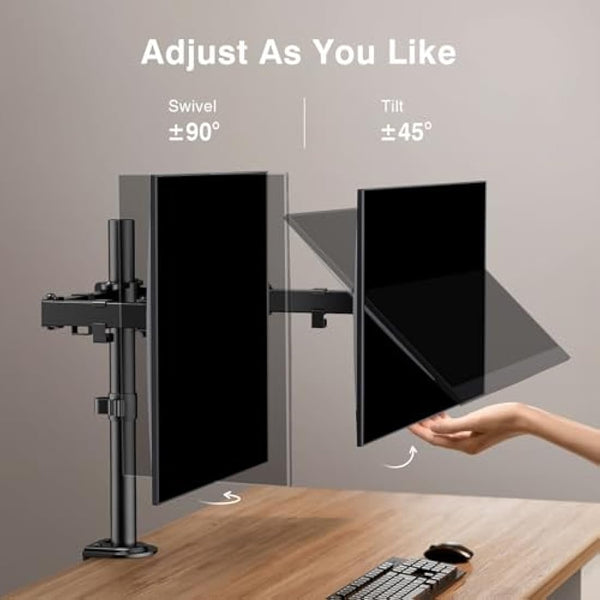 ErGear Dual Monitor Stand for 13 to 32 Inch Screens, Dual Monitor Arm Ergonomic Viewing Angle - Adjustable Tilt 90°/ Swivel 180°/ Rotate 360°/ VESA 75/100mm