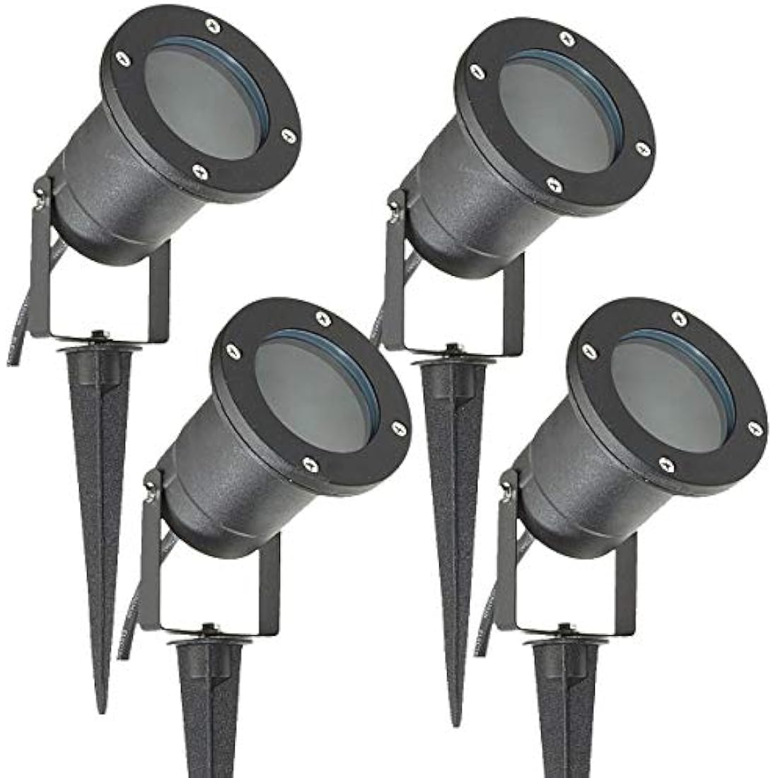 4 Pack GU10 Outdoor Garden Spike Ground Mount or Watt Light IP65 Matt Black SPBLK04