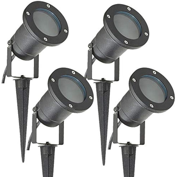 4 Pack GU10 Outdoor Garden Spike Ground Mount or Watt Light IP65 Matt Black SPBLK04