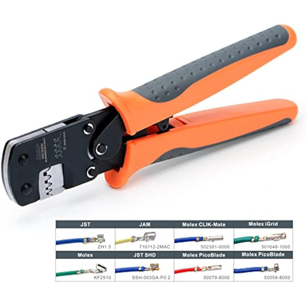 iCrimp Micro Connector Pin Crimping Tool 0.03-0.5mm² Ratcheting Crimper for D-Sub, Open Barrel suits Molex, JST, JAE