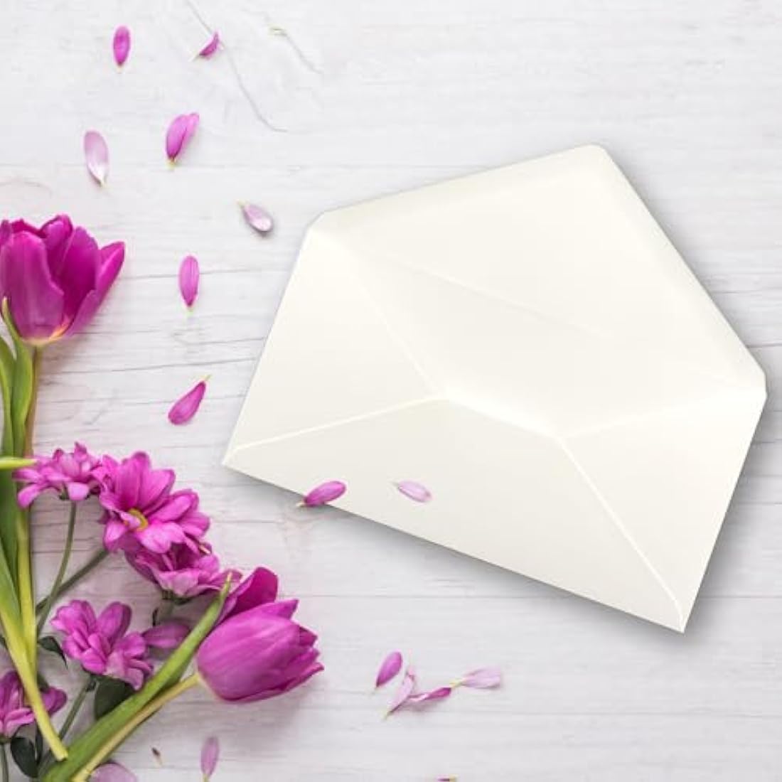 Gummed Envelopes | DL Format 110 x 220 mm | Completely Coloured Paper | Postal Envelopes Without Window | Ideal for Christmas, Greetings & Invitations | FarbenFroh Series 150 Umschläge Natural White