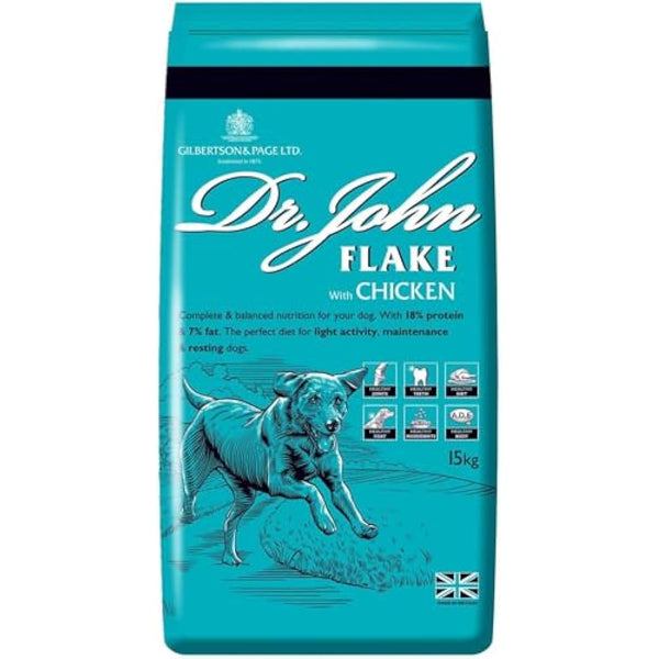 Dr John Complete Dry Dog Food, Flake with Chicken 15 kg