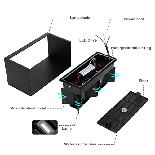 KAWELL 24W Modern Wall Light LED Wall Lamp Up Down Adjustable Beam Angle Aluminum Wall Wash Light LED Waterproof IP65 Indoor Outdoor for Bathroom