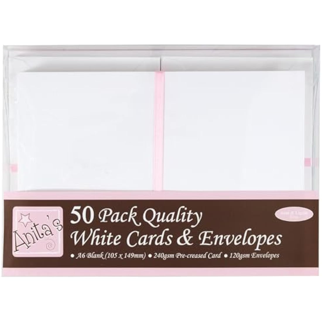 Anita's Plain, Blank Cards & Envelopes, A6, White, Pack of 50, for Home, Wedding, Birthday, Christmas, Thank You, Art & Craft, Scrapbooking Supplies, Baby Shower, Card Making
