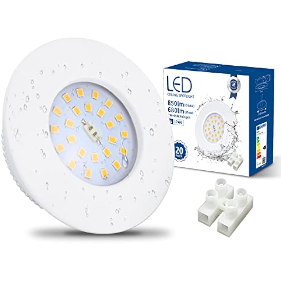 HiBay 20x 7W LED Downlights White Recessed Spotlights Ceiling Lights IP44 Spots Light Ultra Slim Downlight Neutral White 4500K 240V