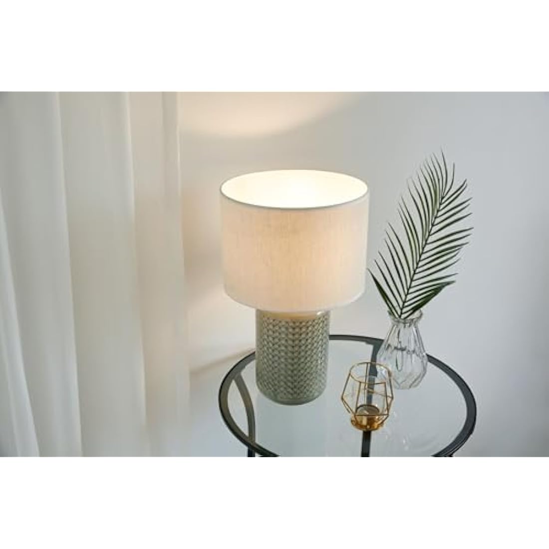 Pauleen 48020 Go for Glow max. 20W for E27 Bedside Table luminaire Green Beige 230V Ceramic/Fabric Without lamp