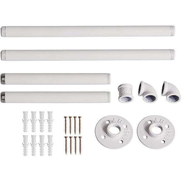 IBUYKE 94 cm Wall Mounted Coat Rack Industrial Design Wall Mount Removable Clothes Rack Space-Saving, Holds up to 50 kg, Two Bases, White TYJ001W-2