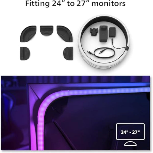 Philips Hue Play Gradient PC Lightstrip [for 24-27 Inch Screens] LED Smart Lighting. Sync for Entertainment, Gaming and Media