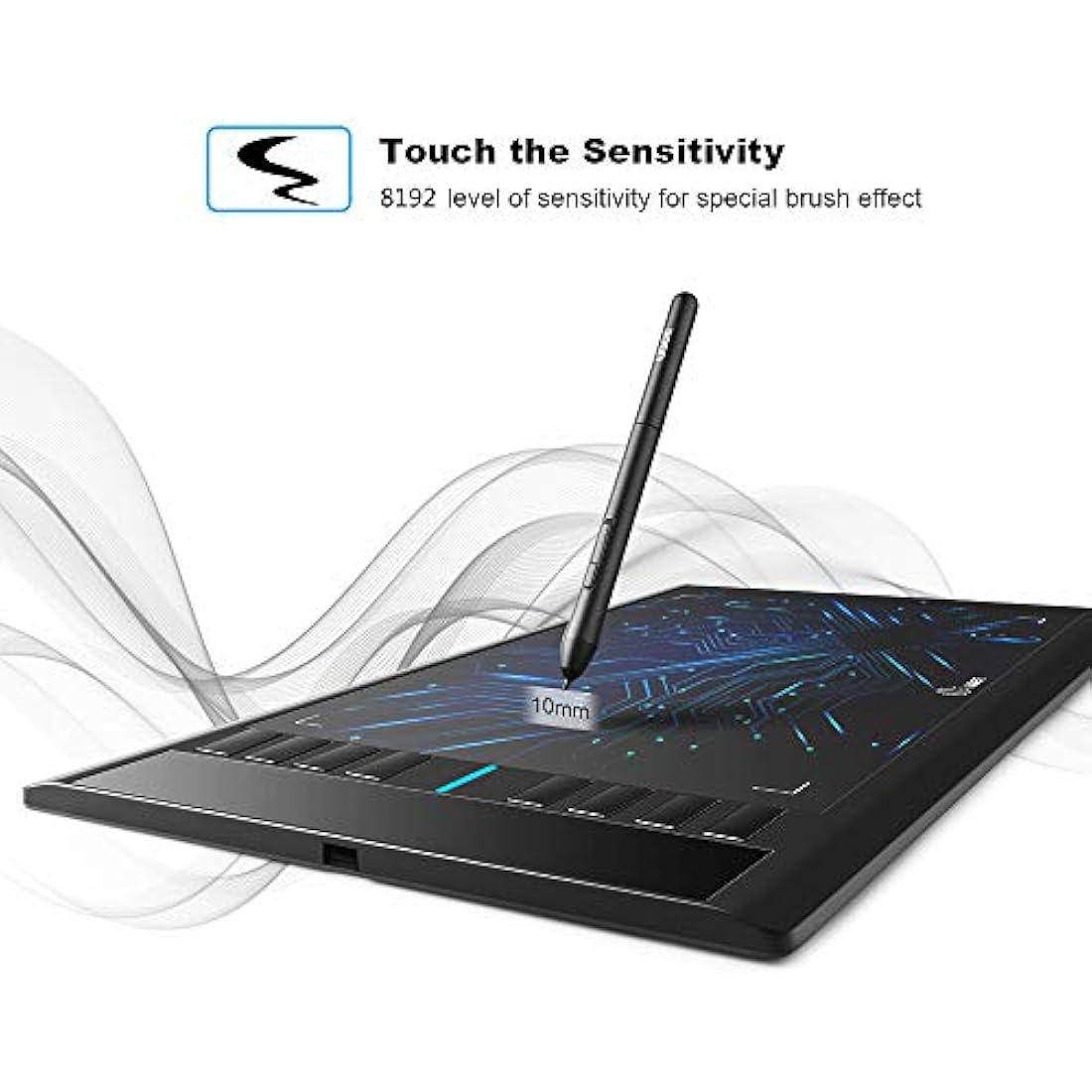 UGEE M708 Drawing Tablet,10x6in 3D Digital Graphics Tablet with 8192 Level Battery-free Tilt Pen,8 Hot Keys,Art Design Creation Tablet for PC with Windows 11/10/8/7,Mac OS 10.10 or above,Chromebook