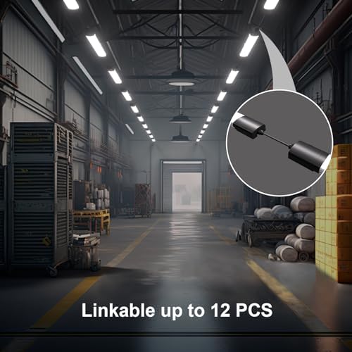 Amdelne LED Batten Light 5FT 150CM, Plug in Linkable Garage Lighting, IP65 Waterproof Ceiling Strip Lights for Shed, Workshop, Office, Kitchen, 45W 6500K Daylight