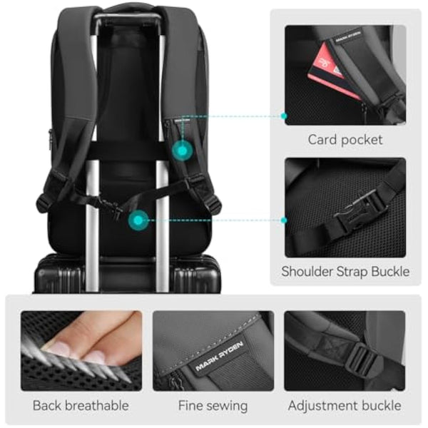 MARK RYDEN mens backpack Large Capacity waterproof laptop backpack business men with USB Charging Port for Official Travel Hiking Pack Fits Under 17.3 Inch Laptop