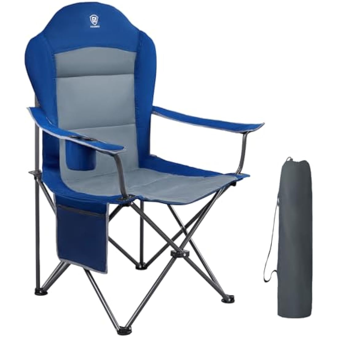 EVER ADVANCED Camping Chairs for Adults Heavy Duty Folding Chair Up to 160kg Oversized with High Back & Cup Holder & Side Pocket Comfy Camp Fold Up Chair