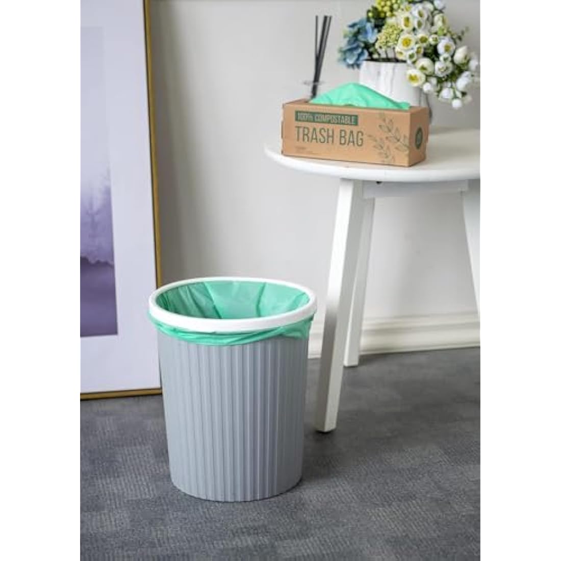 50 Bags Compost Bin Liners 30L Kitchen Waste Bags 100% Biodegradable Bags with EN13432 Certification