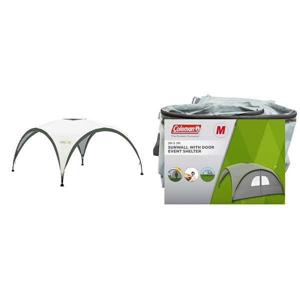 Coleman Gazebo, Event Shelter for Garden and Camping, Sturdy Steel Poles Construction, Large Event Tent, Portable Sun Shelter with Sun Protection SPF 50+, Grey/Green, L - 3.6 x 3.6 m