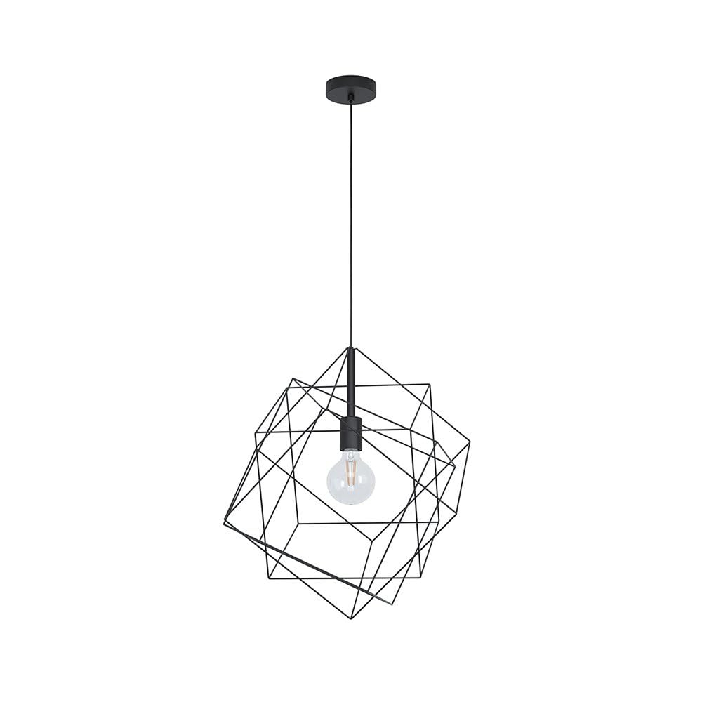 EGLO Straiton Pendant Light, 1-Bulb Pendant Lamp, Vintage, Industrial, Steel Pendant Light in Black, Dining Table Lamp, Living Room Lamp, Hanging with