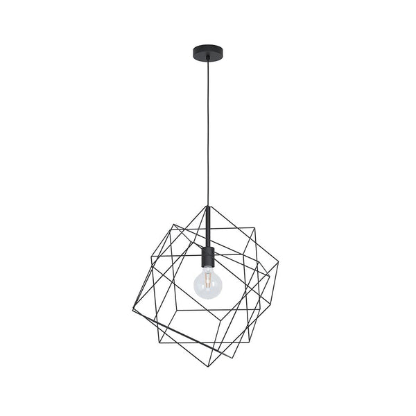EGLO Straiton Pendant Light, 1-Bulb Pendant Lamp, Vintage, Industrial, Steel Pendant Light in Black, Dining Table Lamp, Living Room Lamp, Hanging with