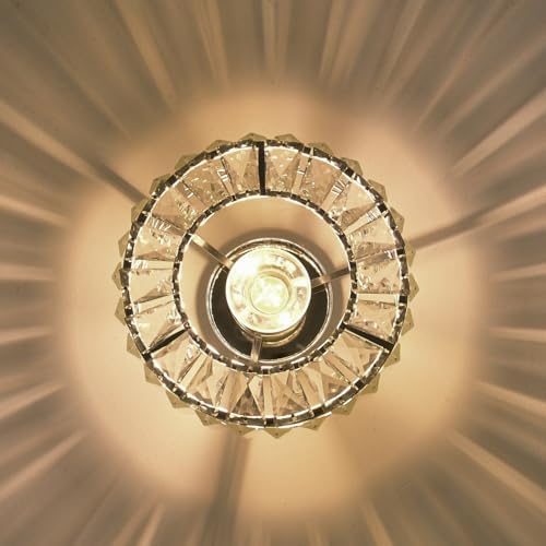 ANWIO Modern Crystal Ceiling Light, Chandeliers Ceiling,Semi Flush Light Fittings Ceilings,Hallway Ceiling Light for Bedroom Kitchen Bathroom,Silver Ceiling Light Shade(E27 Base,LAMP DIAM 21.5CM)