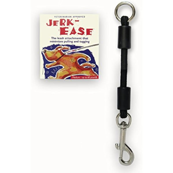 JERK-EASE Patented Shock Absorber Bungee Dog Leash Attachment, Medium (up to 60 pounds), Black