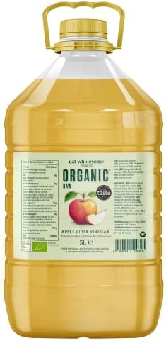 Eat Wholesome Organic Apple Cider Vinegar, 5L - Raw, Unpasteurised, Unfiltered, Award-Winning, With The Mother, Vegan