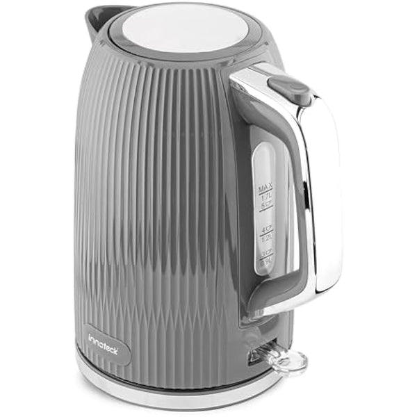 Innoteck Kitchen 1.7L Cordless Electric Kettle with Stainless Steel Body, BPA-Free Electric Kettle with Auto Shut-Off Safety & 360° Base Quiet Fast Boil Kettle for Tea and Coffee, Grey