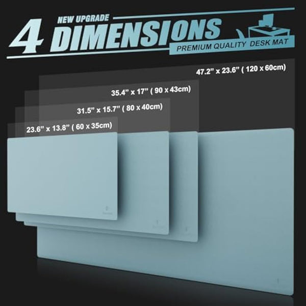 K KNODEL Small Office Leather Desk Mat, Mouse and Keyboard Pad, Computer and Laptop Mat, Desktop Protector and Cover, Writing Pad and Blotter (60x35cm, Light Blue)