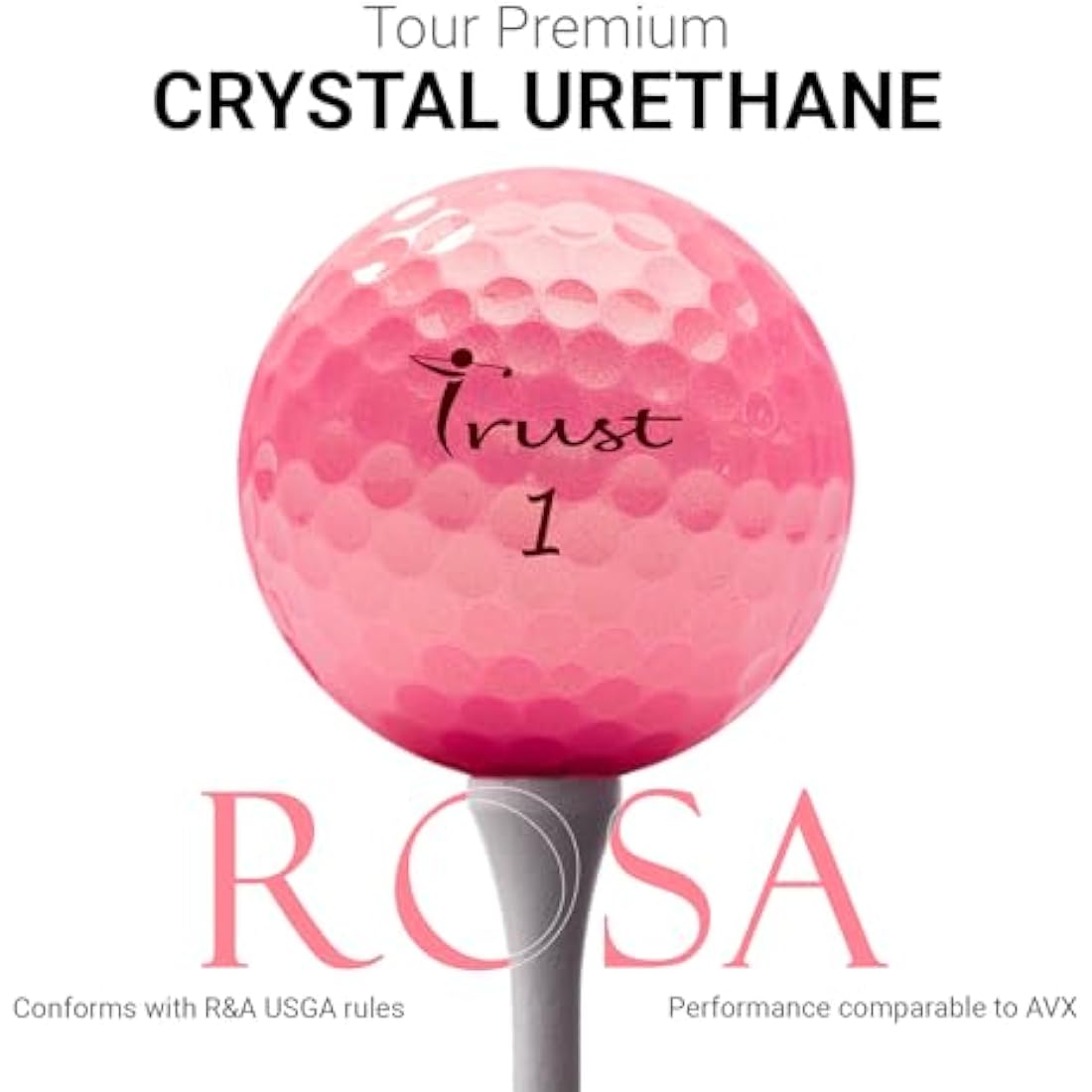 Trust Golf Balls Aurora | Rosa | Tour-Level Performance | Stand Out | Maximum Distance | Straight Flight | Stopping Power | Crystal Urethane Cover for Ultimate Control | 12 or 48 Balls