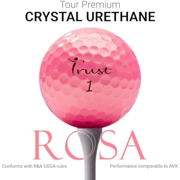 Trust Golf Balls Aurora | Rosa | Tour-Level Performance | Stand Out | Maximum Distance | Straight Flight | Stopping Power | Crystal Urethane Cover for Ultimate Control | 12 or 48 Balls