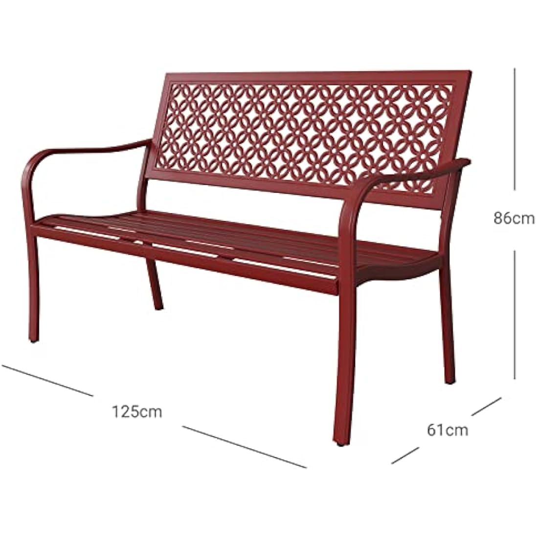Grand patio Garden Bench, Outdoor Bench with 2-3 Seater, Rust Resistant, Stamped Pattern, Choice of Colours, Suitable for Indoor, Outdoor, Patio, Park (Bossa Nova Red)